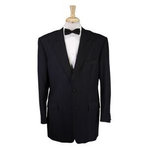 Victor Talbots Tuxedo Black Herringbone Tone Stripe Peak Lapel Formal Jacket 44L